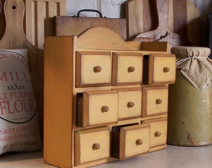 Vintage Wooden Apothecary Spice Chest With Drawers / Mustard / Etsy