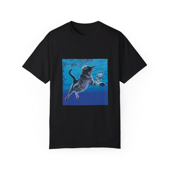 トップス vintage cat print tee NIRVANA Nirvana Funny Cat T-Shirt | Nirvana Purrvana - Wittee