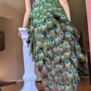 ON SALE! Peacock Feather Tail Train Halloween Costume Indian Desi Couture in Your Choice of Lengths