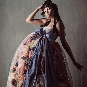Bespoke Rococo Luxury Blush Rose Pink Lavender Extravagant Flower Floral Bridal Gown Special Occasion Runway Dress - 1 SAMPLE Size Small