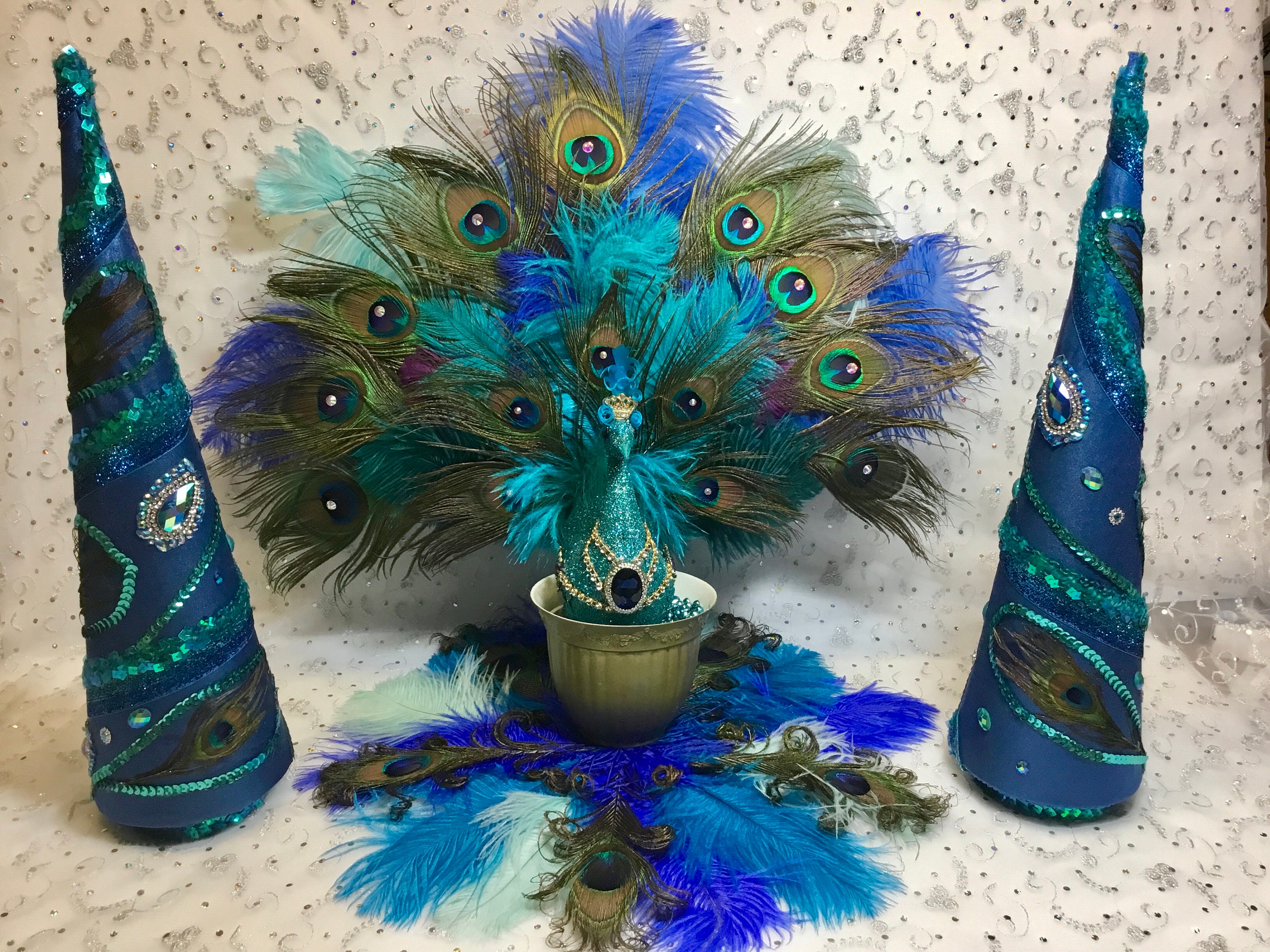 Beautiful Peacock Christmas Tree Topper Centerpiece Decoration Etsy