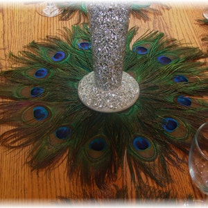 ON SALE Peacock Feather Mat Placemat or Centerpiece Decoration in your choice of sizes 10 30 image 3