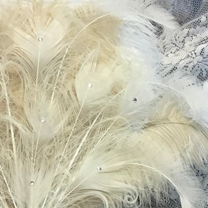 Romantic Rococo White Peacock Feather Wedding Fan With Elaborate Romantic Rococo White Peacock Feather Wedding Fan With Elaborate