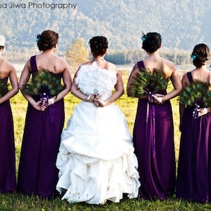 Peacock Feather Renaissance Bridal Wedding Fan Bouquet in your choice of sizes and colors