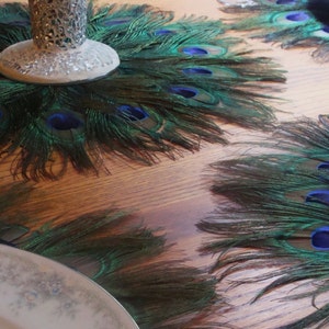 ON SALE Peacock Feather Mat Placemat or Centerpiece Decoration in your choice of sizes 10 30 image 2