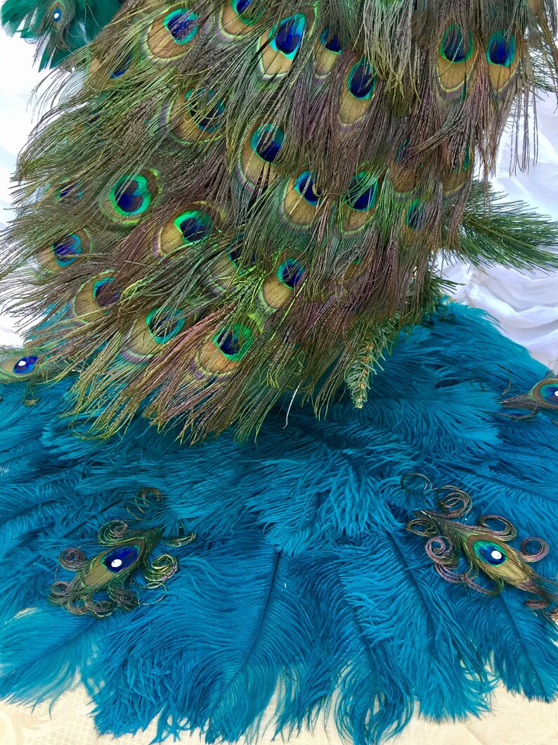 DUAL USE Ostrich and Peacock Feather Christmas Tree Skirt AND Etsy