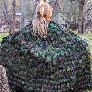 Romantic Renaissance Peacock Feather CAPE without hood in your choice of Lengths image 5