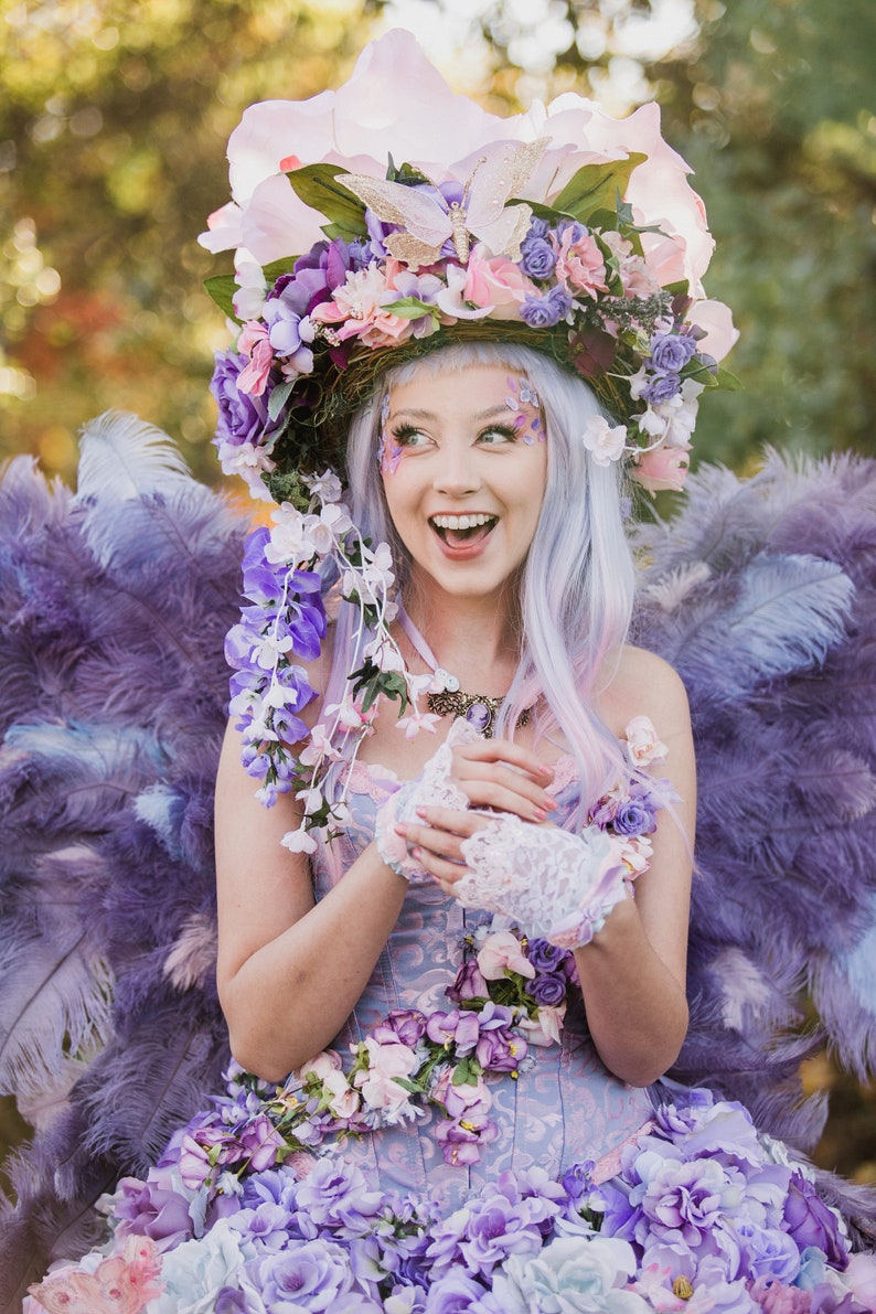 Maxi Skirt And Crop Top Set Feather Princess Glitter Lace Feathers Lavender