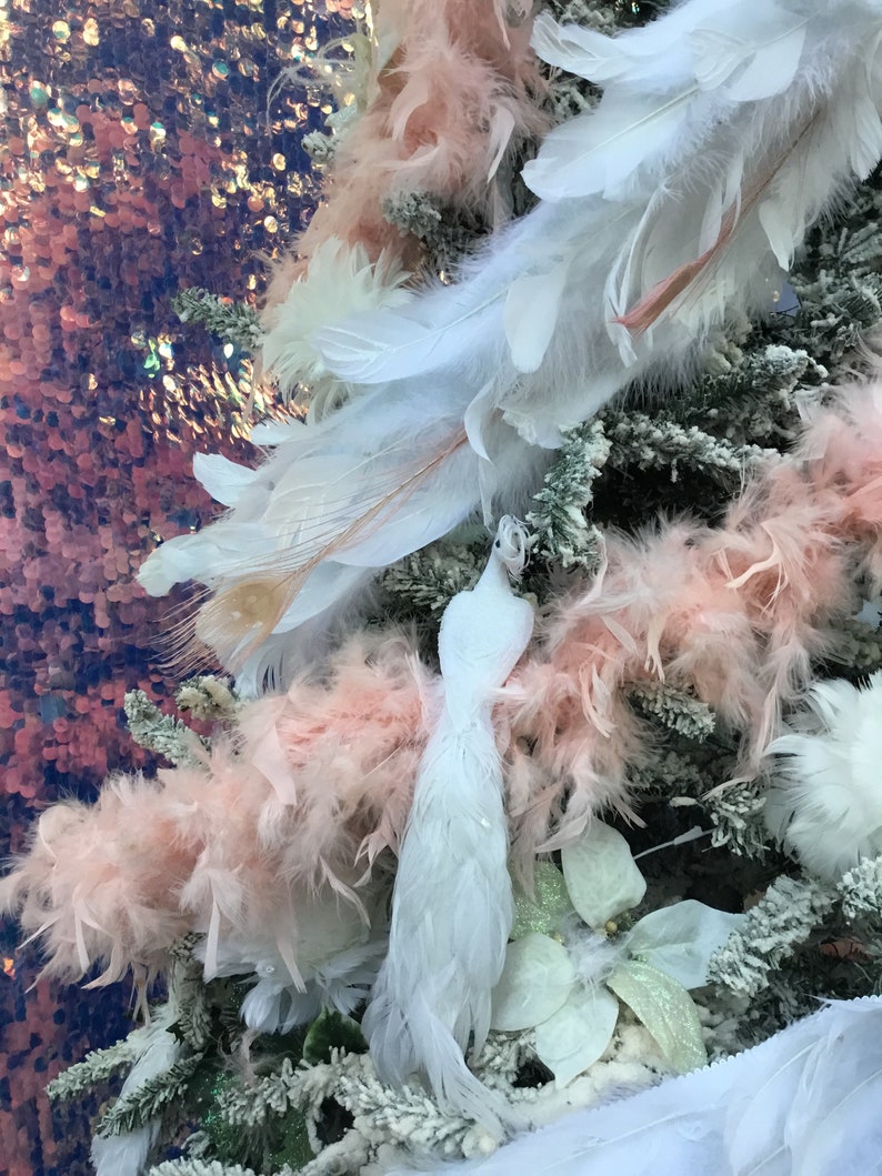 Large White Peacock Christmas Tree Topper With Wraparound Tail Etsy