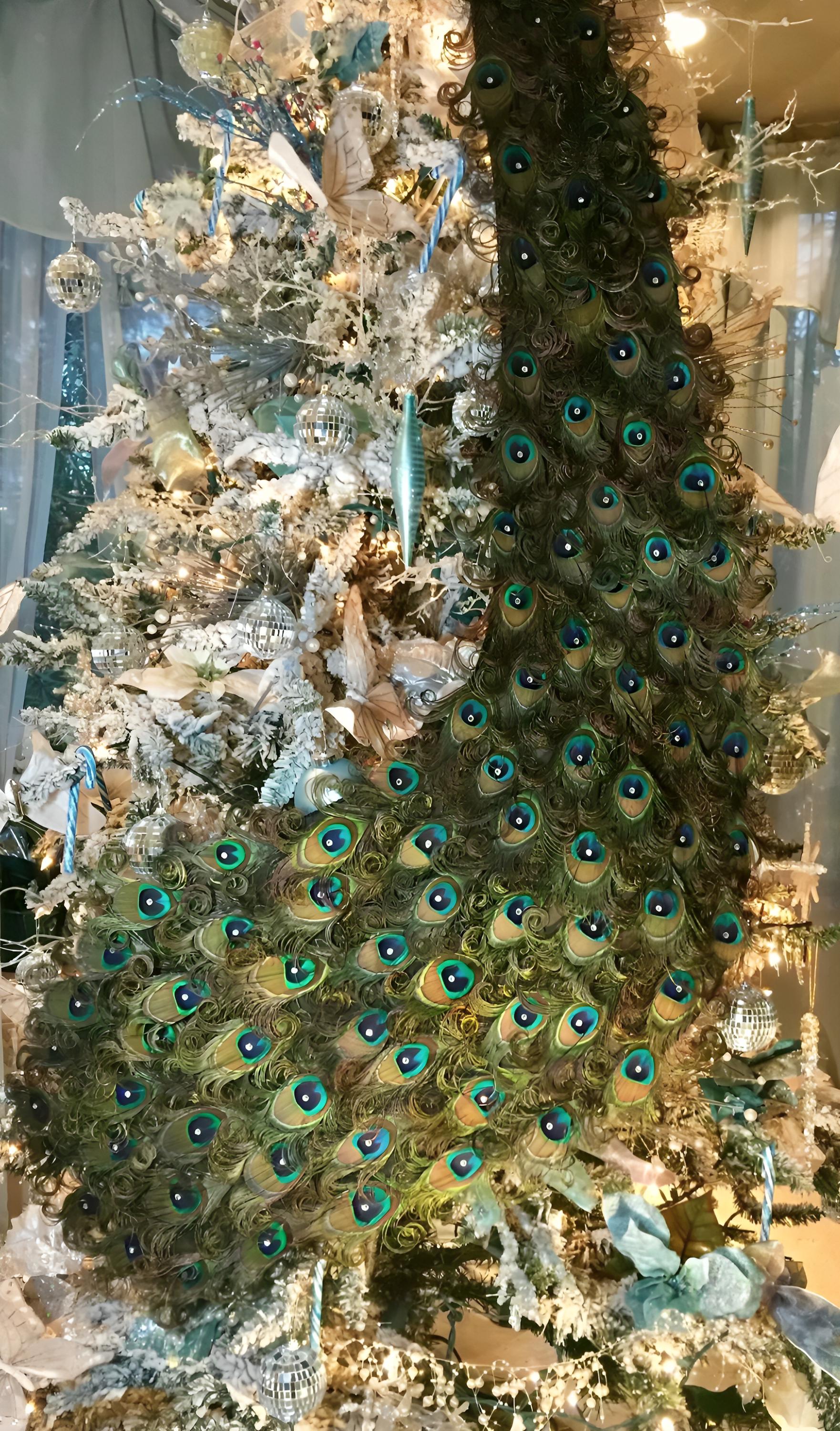 Exquisite Curled Feather Peacock Wedding Cake Tree Topper Christmas Decoration With Beautiful Embellishments in Your Choice of Lengths Etsy