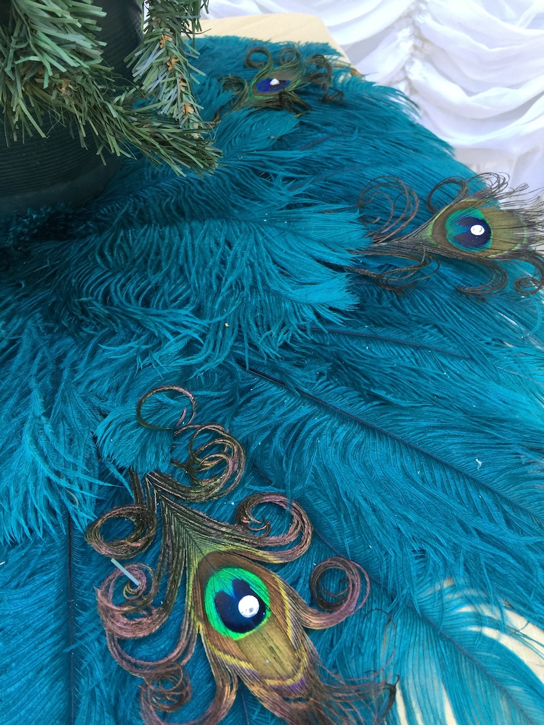 DUAL USE Ostrich and Peacock Feather Christmas Tree Skirt AND Etsy
