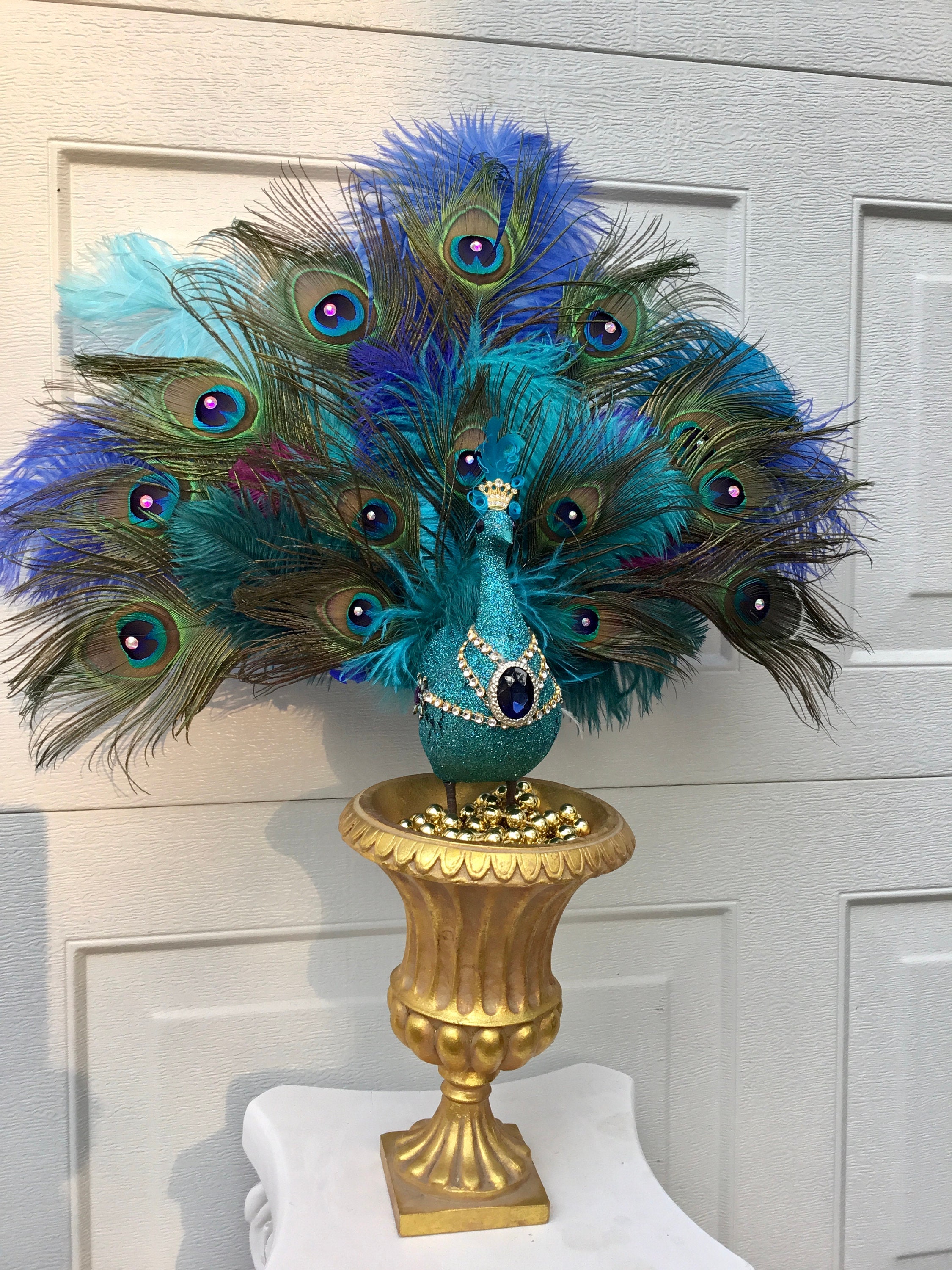 Beautiful Peacock Christmas Tree Topper Centerpiece Decoration Etsy