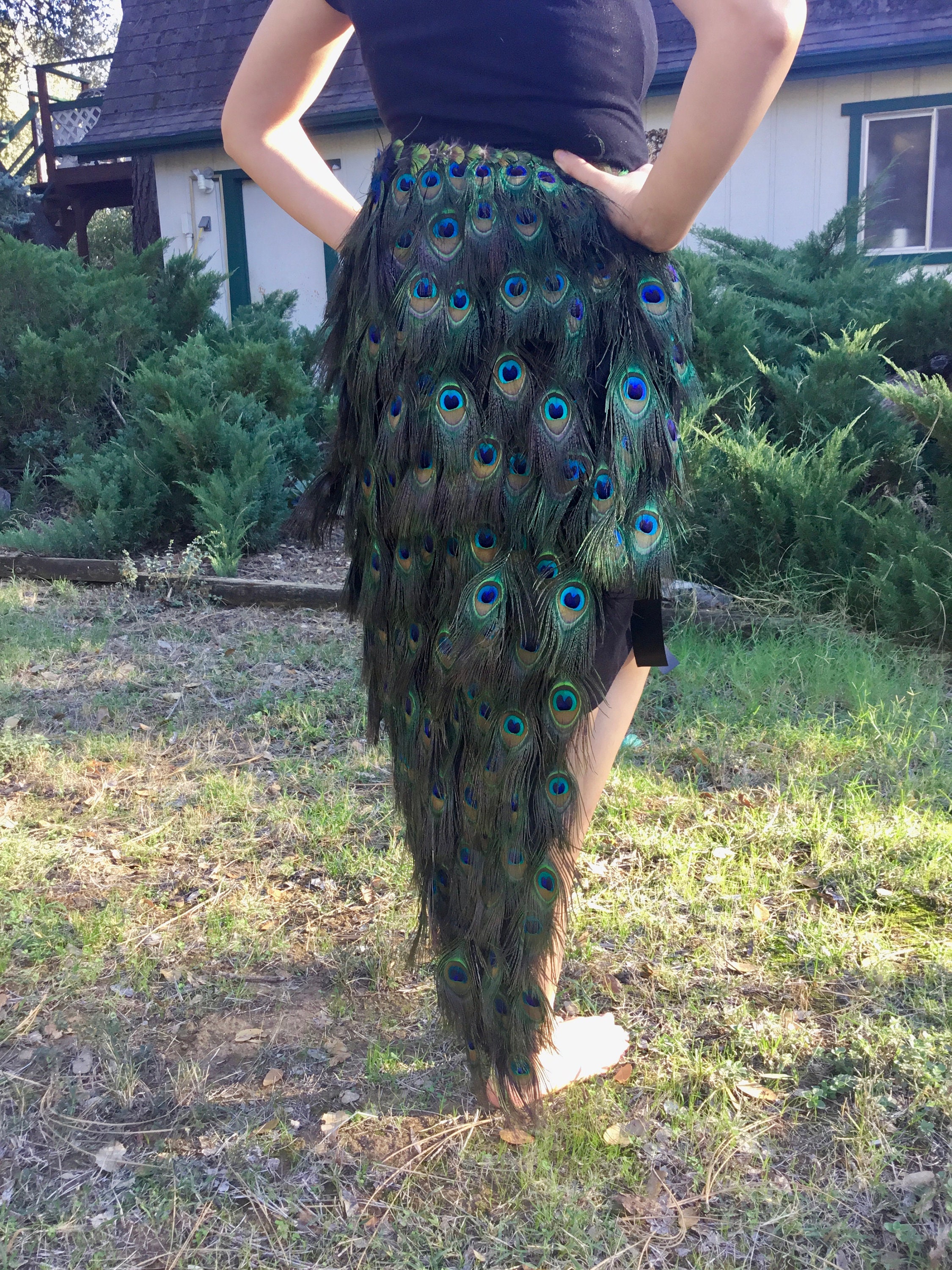 Peacock Feather Tail Costume in Your Choice of Lengths 