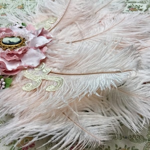 Blush Pink Marie Antoinette Ostrich Feather Fan Bouquet in Your Choice ...