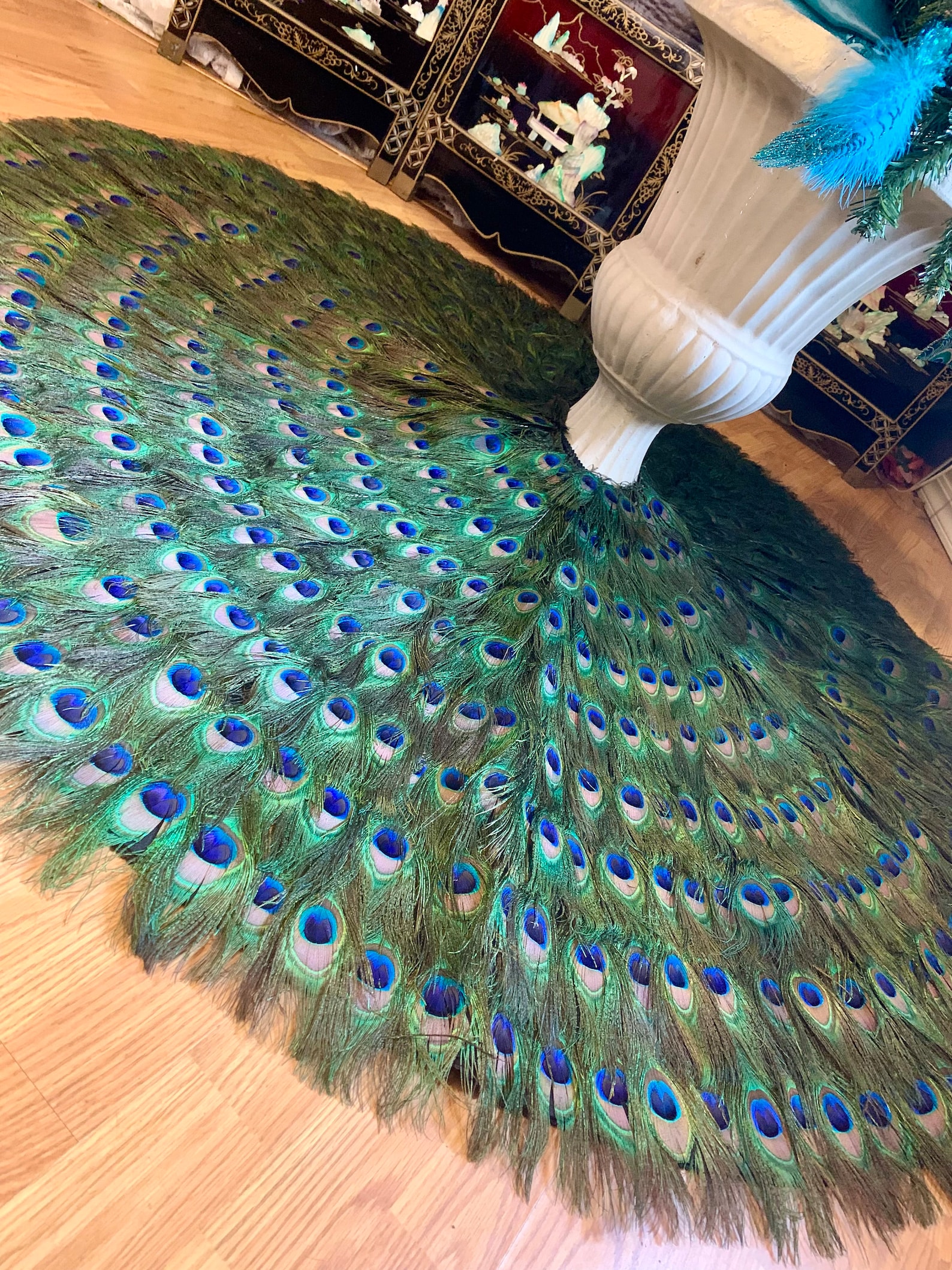 Peacock Feather Christmas Tree Skirt and Wall Hanging or Etsy Canada