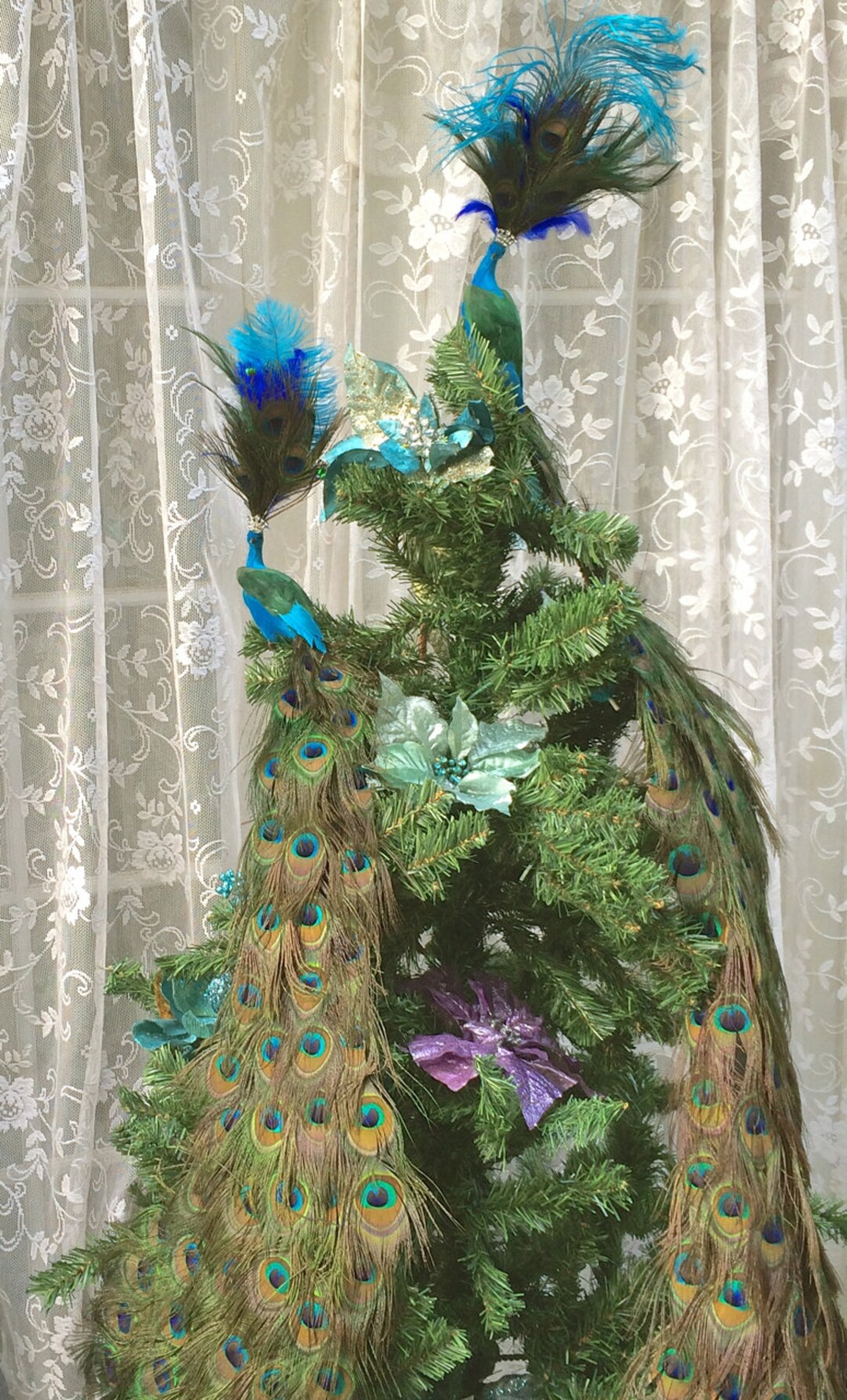 Peacock Christmas Tree Topper or Wedding Cake Topper in Your Choice of