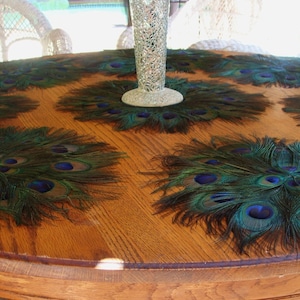 ON SALE Peacock Feather Mat Placemat or Centerpiece Decoration in your choice of sizes 10 30 image 5