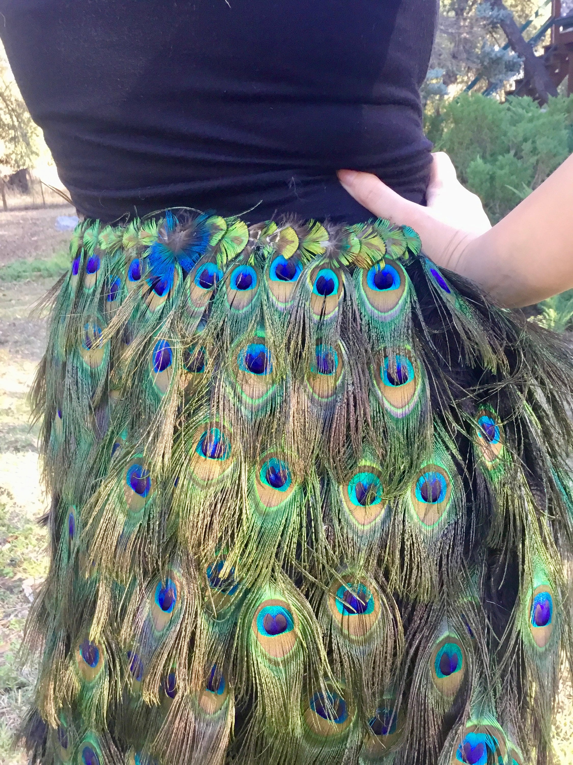 Disfraz de cola de plumas de pavo real en el largo que elijas