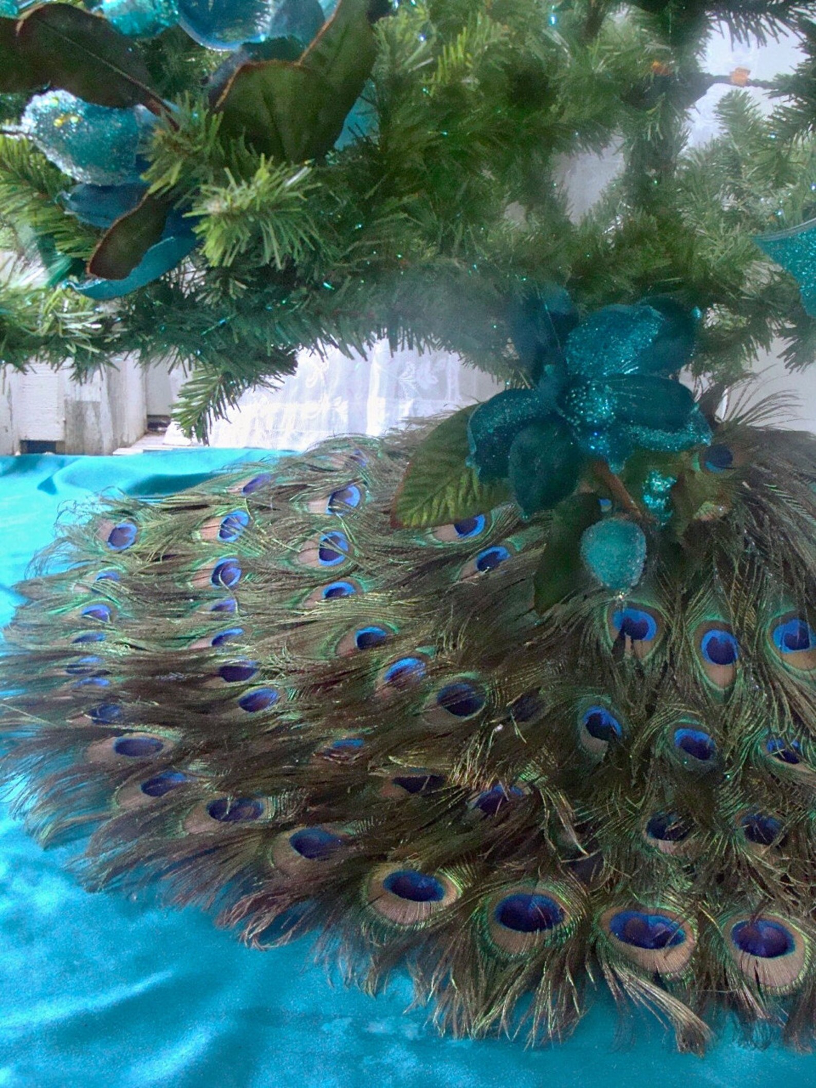 Peacock Feather Christmas Tree Skirt and Wall Hanging or Etsy Canada