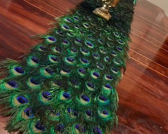 Peacock Feather Table Runner in your choice of lengths - CUSTOM CREATED for YOU