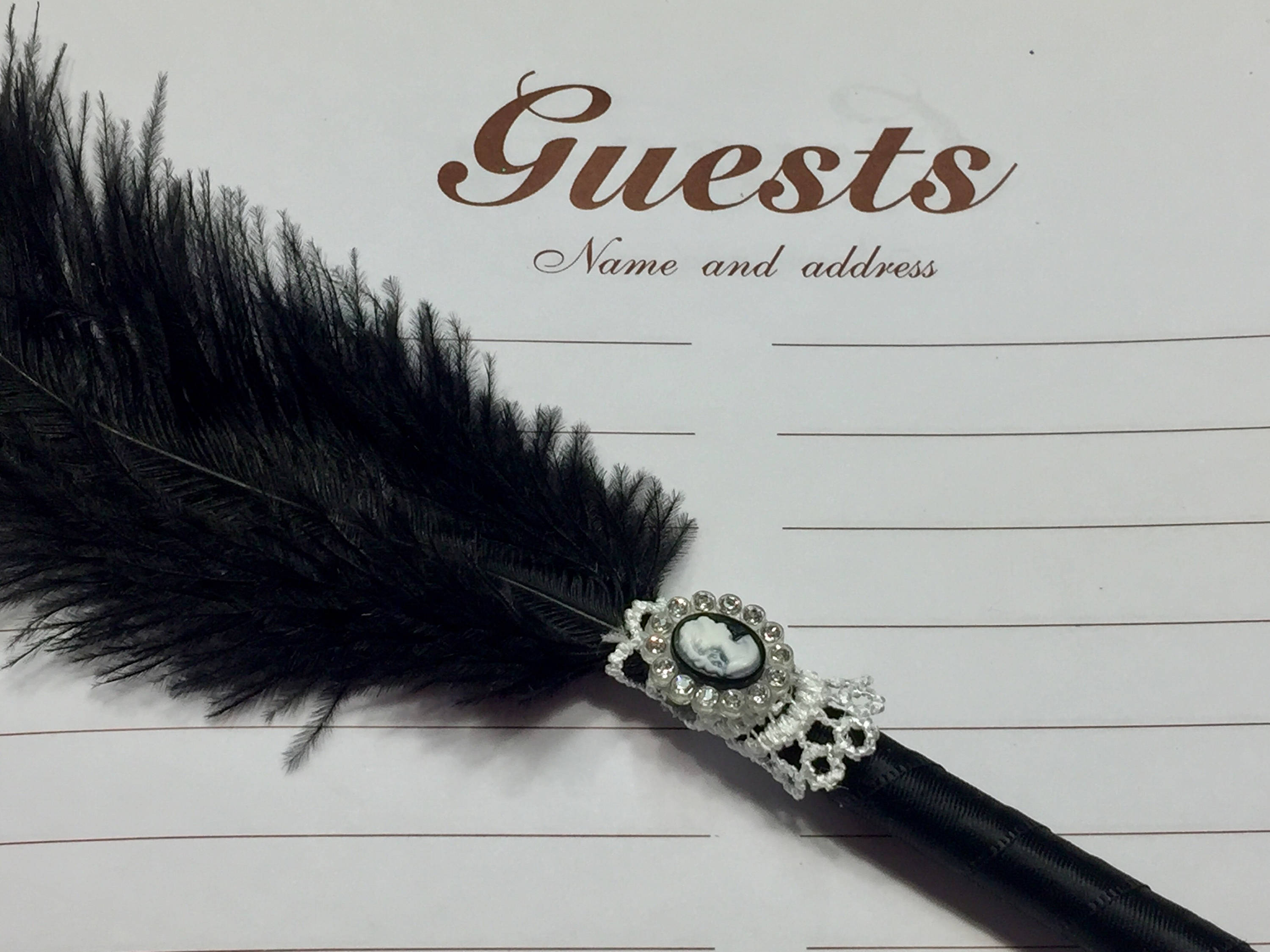 Custom Size black and ivory ostrich feather Marie Antoinette