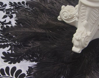 READY To SHIP!  One 18” BLACK Exquisite Ostrich Feather mat placemat decoration