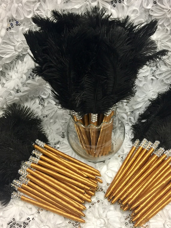 10 Elegant Ostrich Feather Pens in your choice of colors