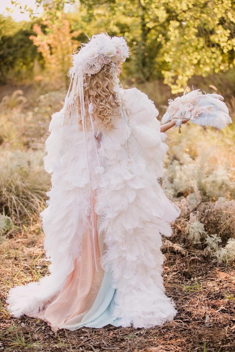 White Full Length Ostrich Feather Angel Wings for Photography Studio Prop Costume Wedding - In Your Choice of Colors!