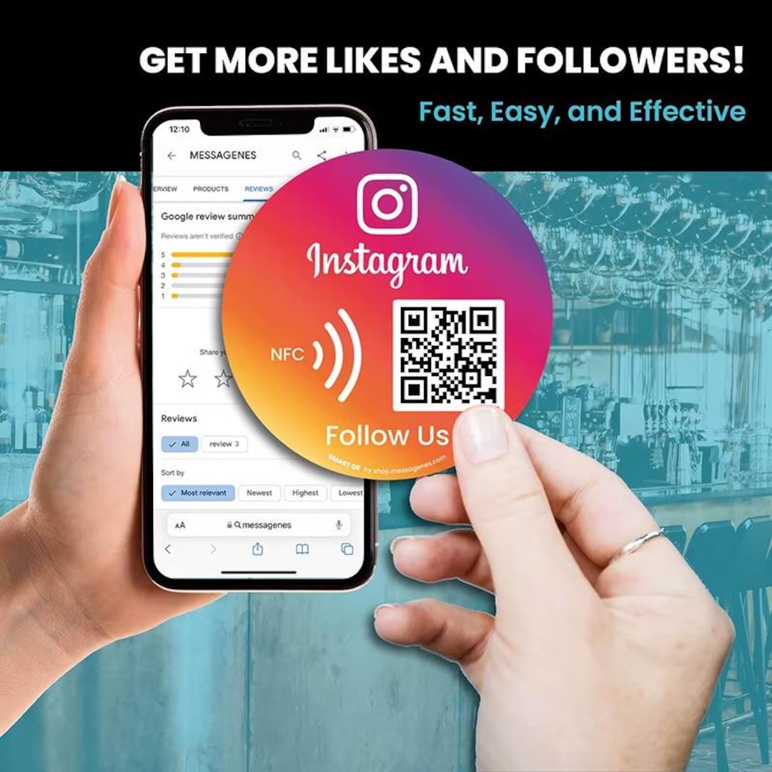 Custom QR Code Sign NFC Tap Follow US on Instagram Plate Acrylic Social ...