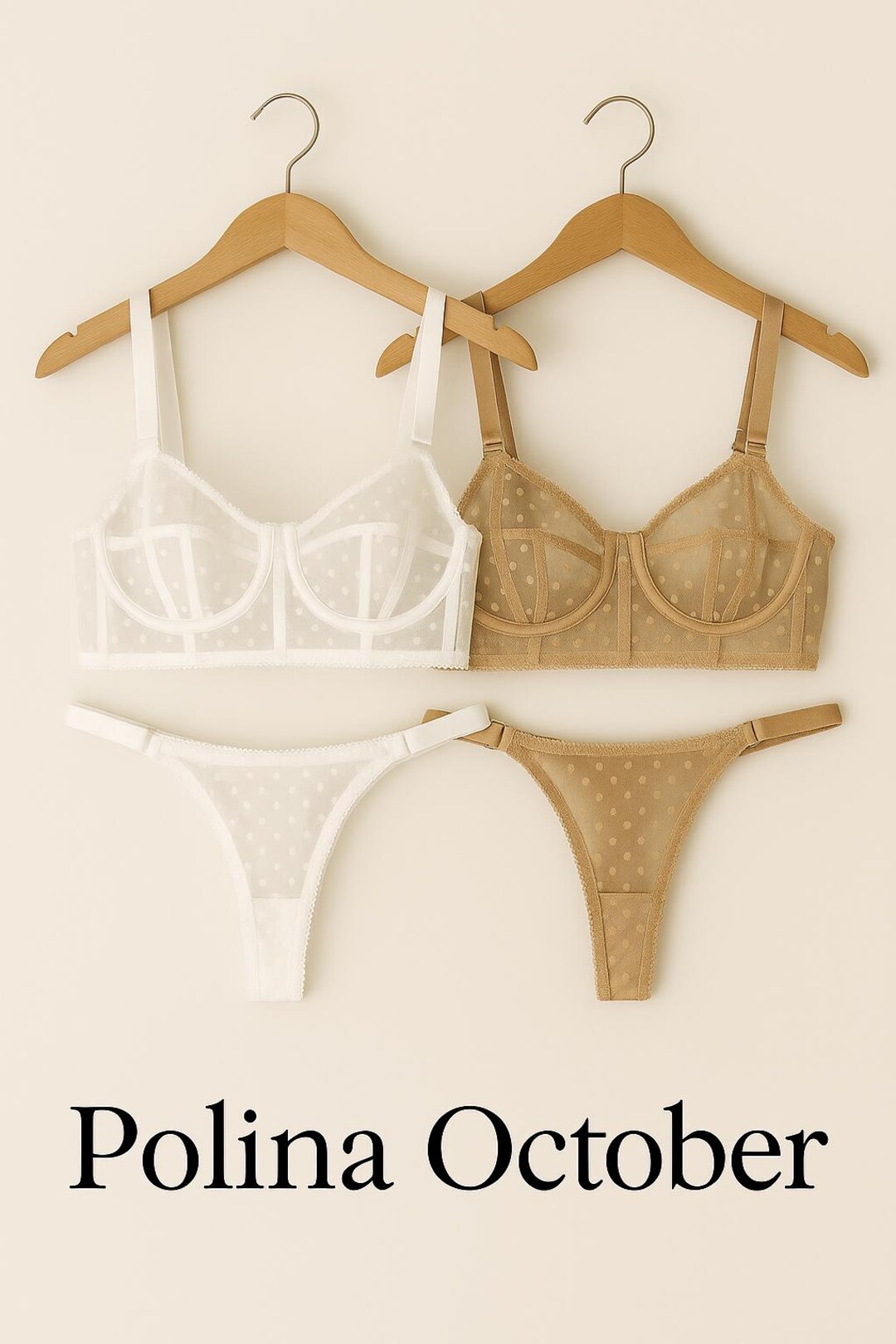 Polka Dot Mesh Lace 3-Piece Bra Set - Worth a Second Look