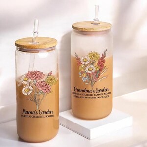 Personalized Birth Flower Tumbler, Gifts for Her, Mother&#39;s Day Gift, Bridesmaid Proposal Gift for Bride, Custom Glass Coffee Cup