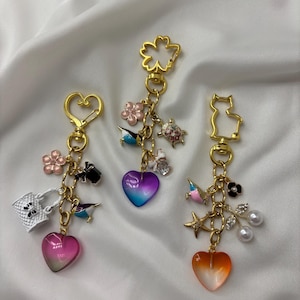 Chaveiros Bolsas Pingentes Carteira Bolsa Acessórios Carro Chaveiro Pingentes Coração Gato Flor Cereja Presente Para Sua Amiga Mãe Aniversário Bolsa de Maquiagem Grátis