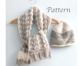 Crochet Scarf and Beanie Pattern: Easy Winter Set (PDF Pattern)