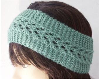 Hand Knit Headband, Custom Lace Head Band, Messy Bun Hat