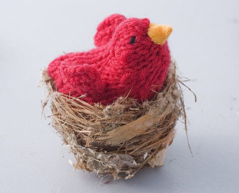 Red Cardinal Bird Toy, Knit Stuffed Animal, Waldorf Toy, image 3