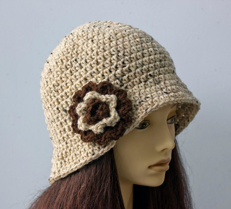 Flower Cloche Hat, 1920's Flapper Hat, Chose Color, Woman's Winter Hat image 2