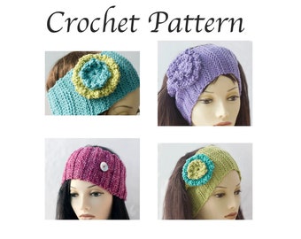 Easy Knitting Pattern for Flower Headband,  Ear Warmers