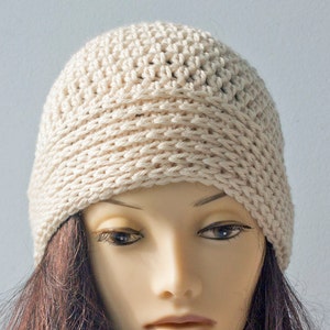 Woman's Winter Beanie, Cloche Hat, Custom Color, Crochet Toque Hat, Unisex Hat image 1