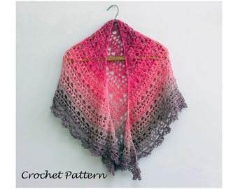 Color Block Lace Shawl Crochet Pattern, Bridal Shawl PDF Pattern,  Crocheted Evening Wrap Pattern