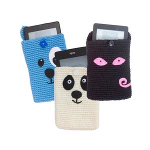 Crochet Animal E-Reader, Kindle Case, Cat, Dog, Fox, Owl, Pig, Panda