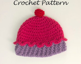 Cupcake Hat Crochet Pattern for Baby
