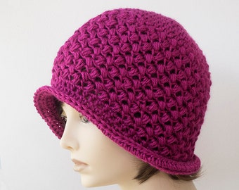 1920's Flapper Hat, Crochet Cloche, Woman's Winter Hat, Chose Color