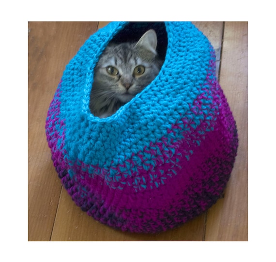 Easy Crochet Pattern for Ombre Cat Cave, Soft, Flexible Pod