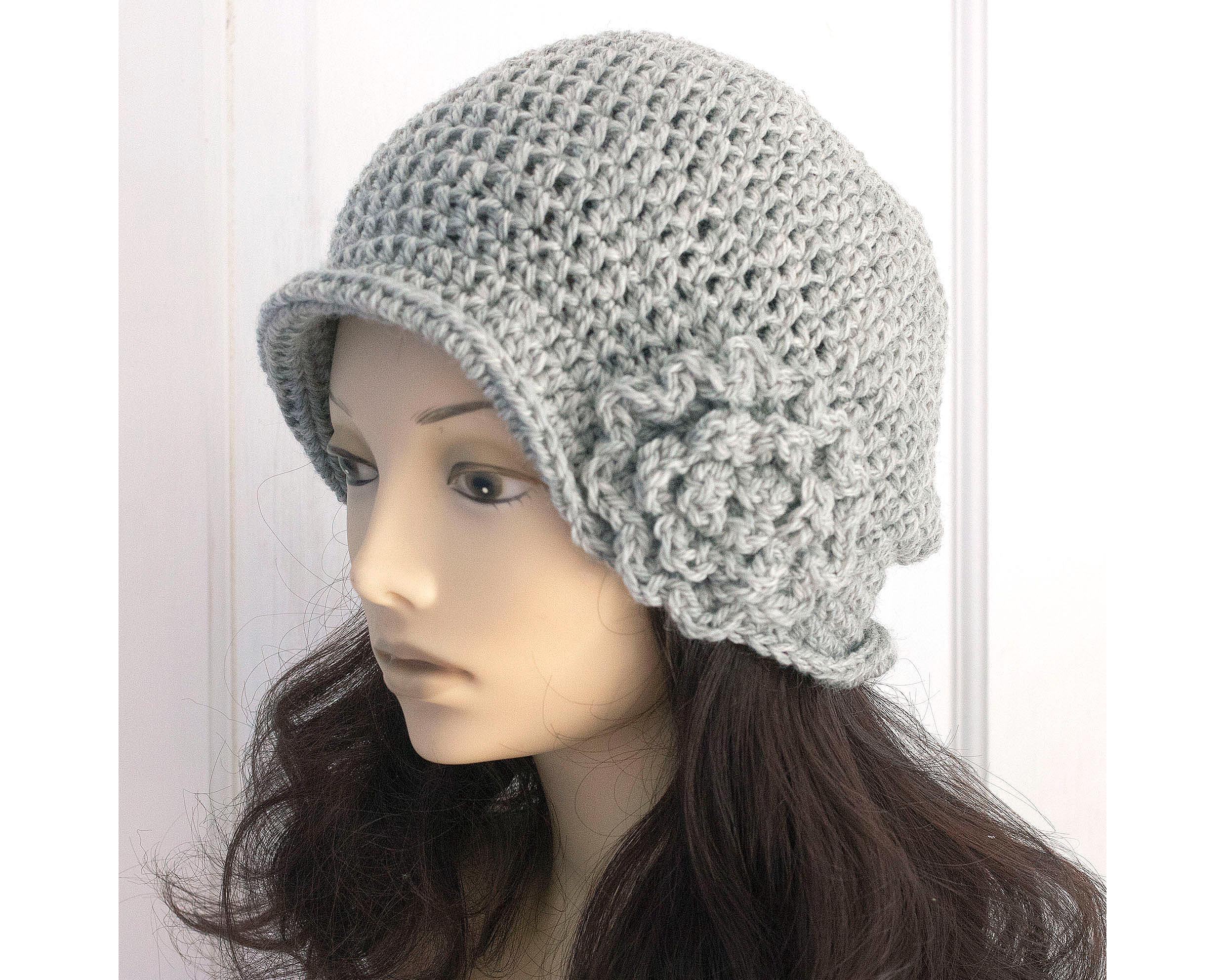 FASHION HATS Elegant Gray Wool Cloche Flower Hat Gray Wool Cloche With Flower: Crocheted Flapper Style Winter  main image 2