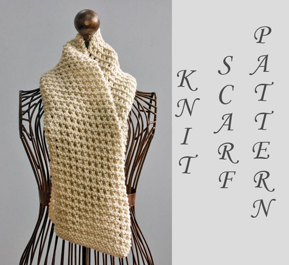 Easy Scarf Knitting Pattern Instant Download Open Work Scarf Pdf Patterm Winter Scarf Pattern Unisex Knit Scarf Pattern