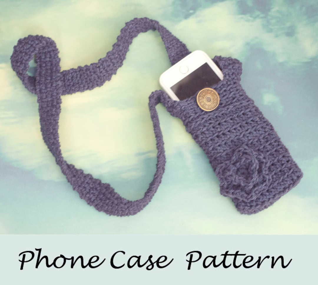 Easy Phone Carrying Case Crochet Pattern Flower, Cotton Cross Body