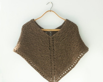 Easy Poncho Knitting Pattern,  Worsted Yarn Knit Poncho PDF Pattern,  Knit Wrap Pattern