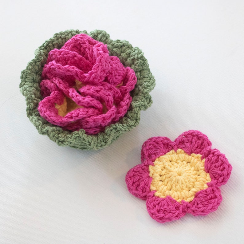 Flower Coasters in a Basket Easy Crochet Pattern for Cotton Yarn image 3