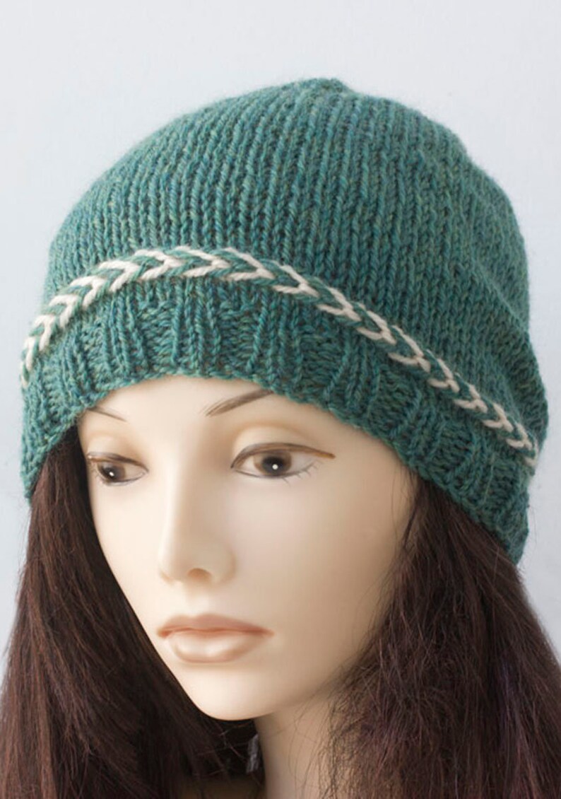 Latvian Braid Hat Knitting Pattern, Beanie Hat Knitting Pattern for Worsted Yarn image 6