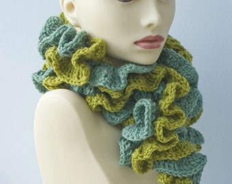 Easy Crochet Scarf Pattern, Double Ruffle Scarf, Ruffled Scarf,  Skinny Scarf Digital Download Pattern, Worsted Weight Yarn